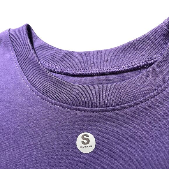 NWOT Yellow Label Co Crop Length Crewneck Cotton Sweatshirt Purple - Size Small - Picture 4 of 9